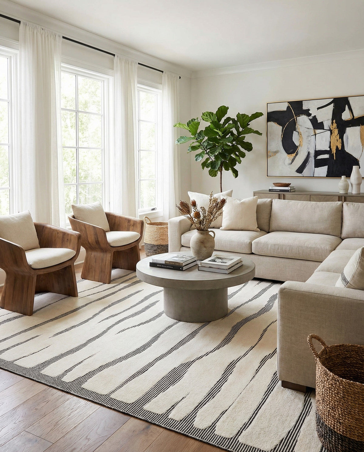 Monochrome Collection Area Rug - Slate Square Ivory White  lifestyle 88