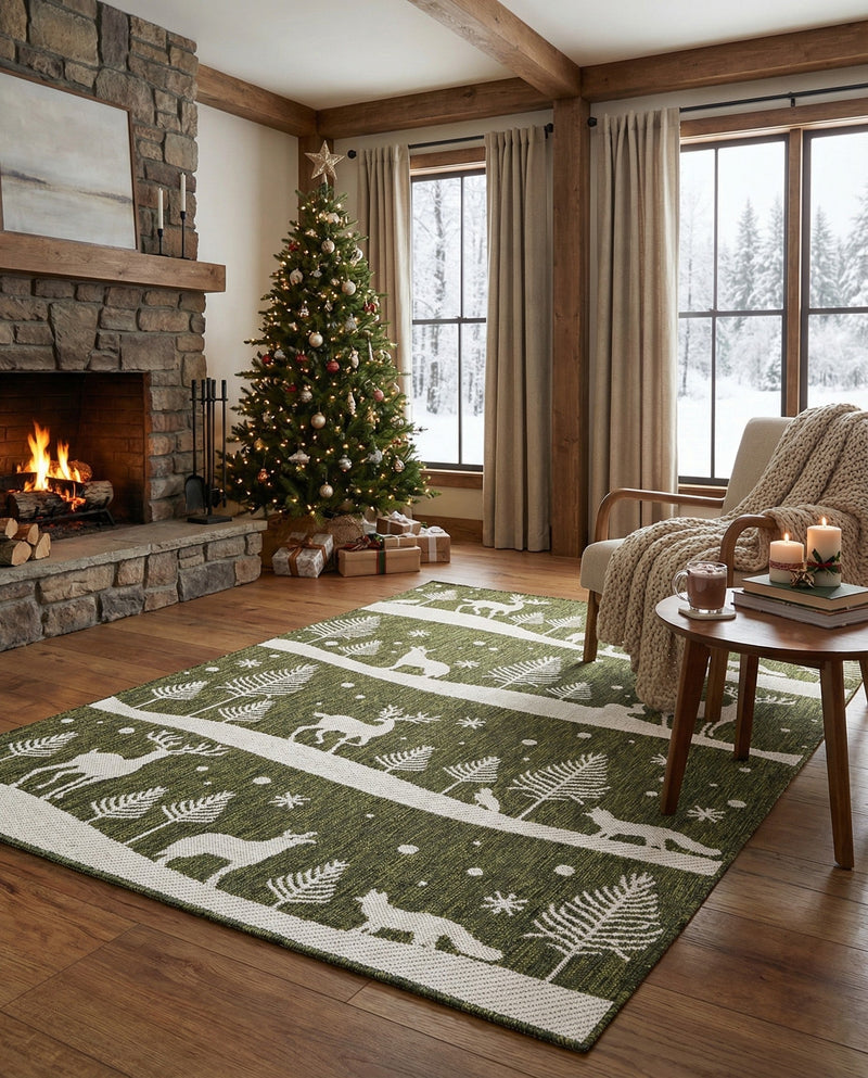 Garden Festivity Collection Area Rug - Evergreen Rectangle Green  lifestyle 43