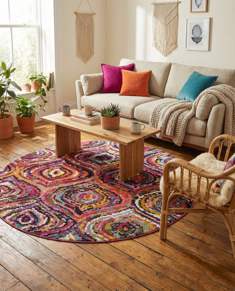 Marrakesh Elegance Collection Area Rug -  Bahia Round Multi  lifestyle 35