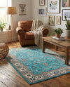 Casablanca Tapestry Collection Area Rug -  Marrakech (Arctic Aqua Blue) Rectangle Arctic Aqua Blue  lifestyle 14