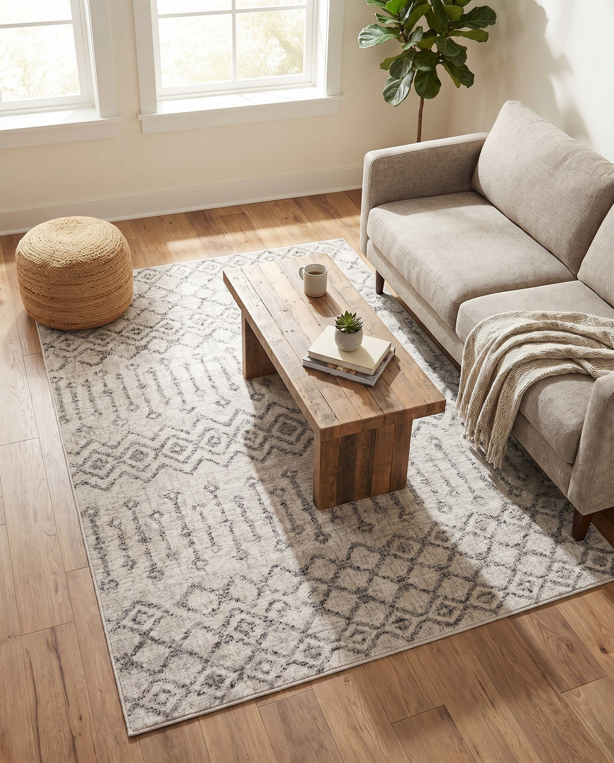 Geo Garden Lattice Collection Area Rug -  Andalusia Rectangle Ivory  lifestyle 57
