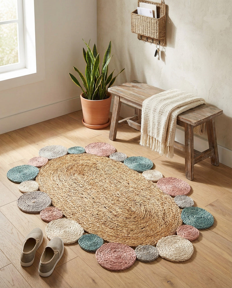 Woven Seaside Jute Collection Area Rug - Sienna Oval Multi  lifestyle 57