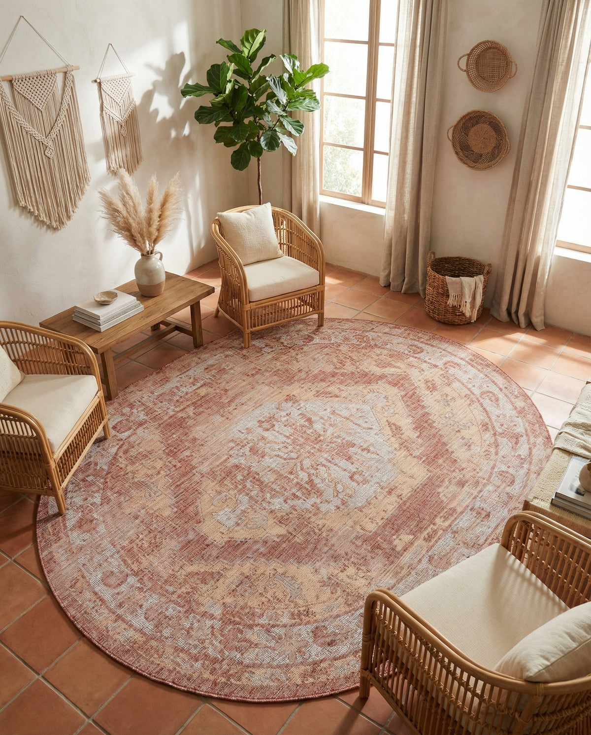 Patio Heritage Collection Area Rug -  Augusta (Rust Red) Oval Rust Red  lifestyle 85