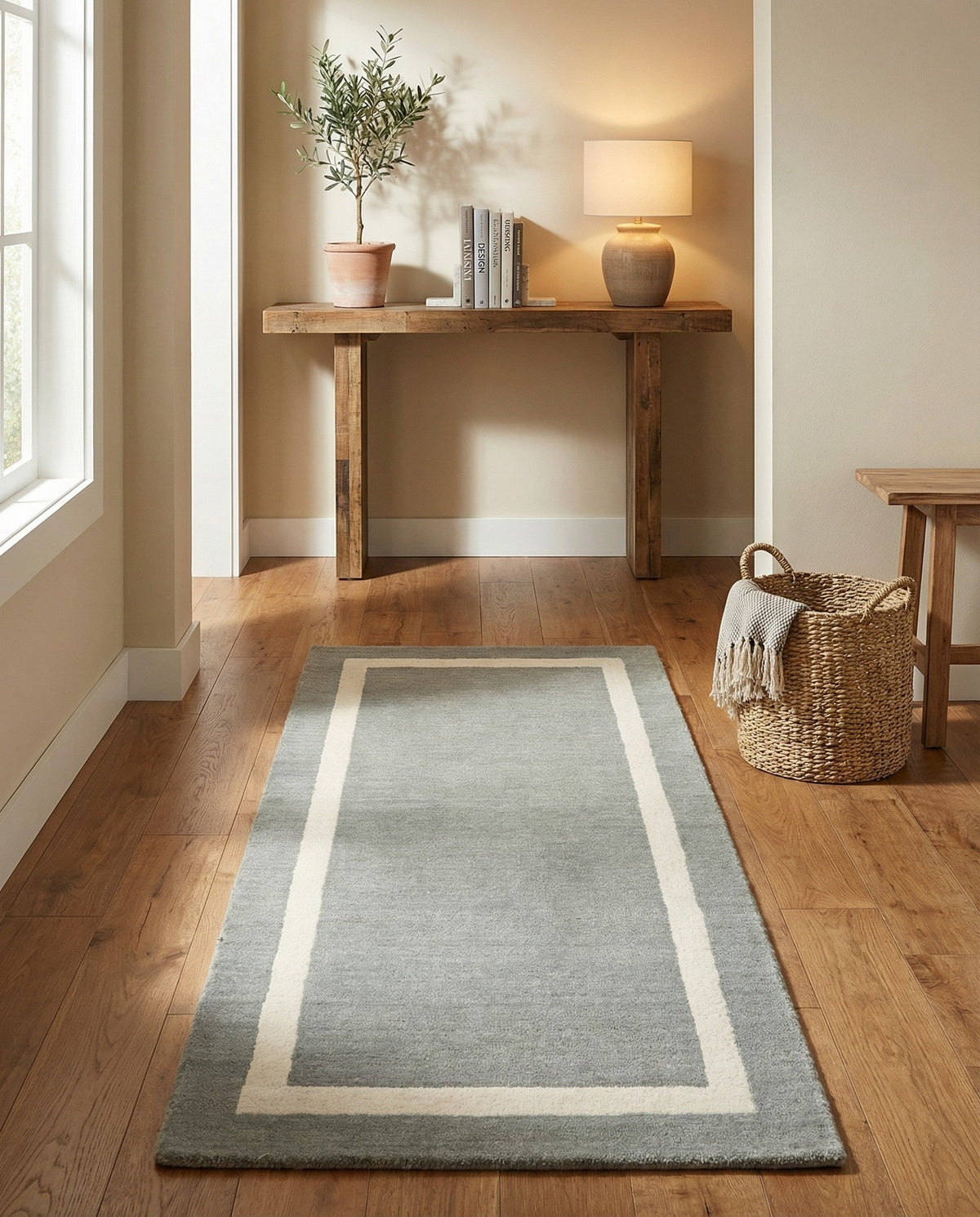 Savannah Borders Wool Collection Area Rug - Chatham Runner Earl Gray  lifestyle 157