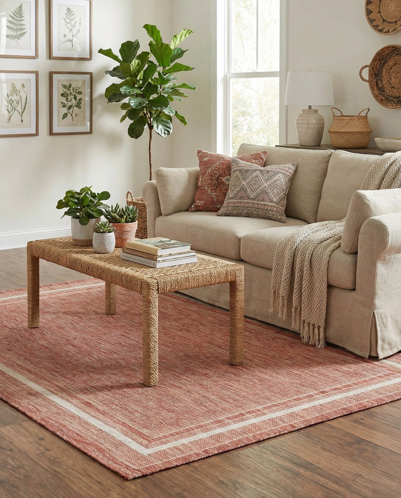 Terrace Fringe Collection Area Rug - Veranda (Rust Red) Rectangle Rust Red  lifestyle 10
