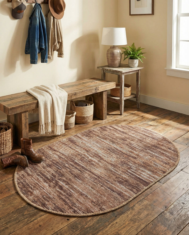 Sahara Essence Collection Area Rug - Oasis (Brown) Oval Brown  lifestyle 51