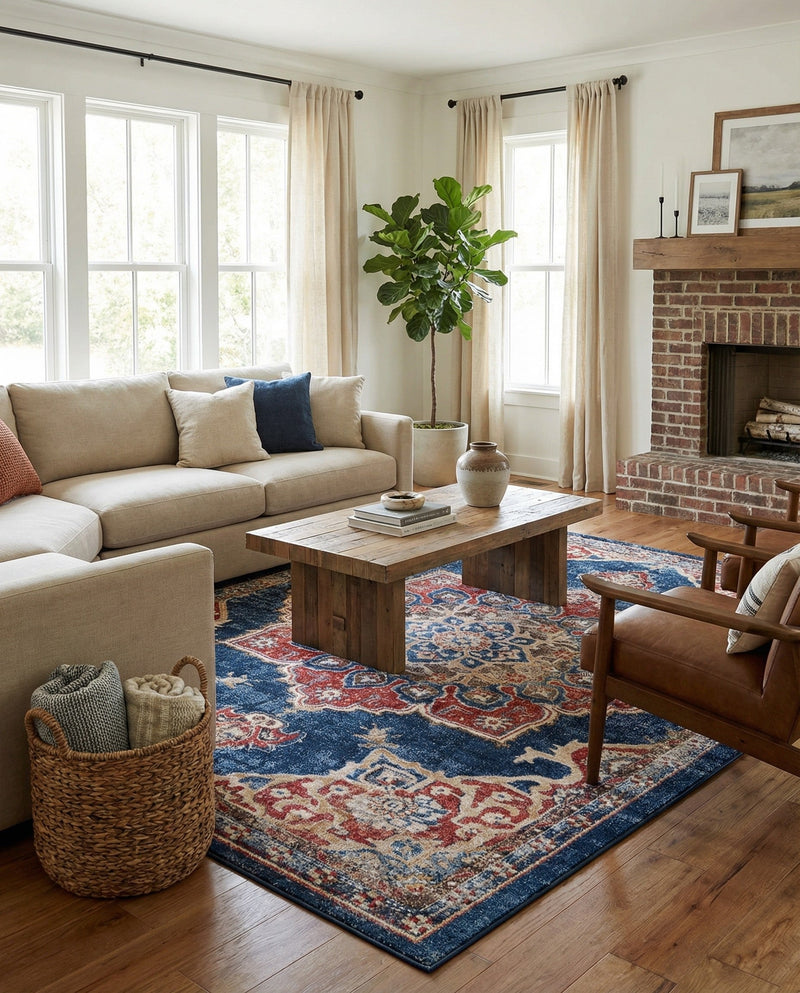 Eden Oasis Collection Area Rug -  Tranquility (Dark Blue) Rectangle Dark Blue  lifestyle 11