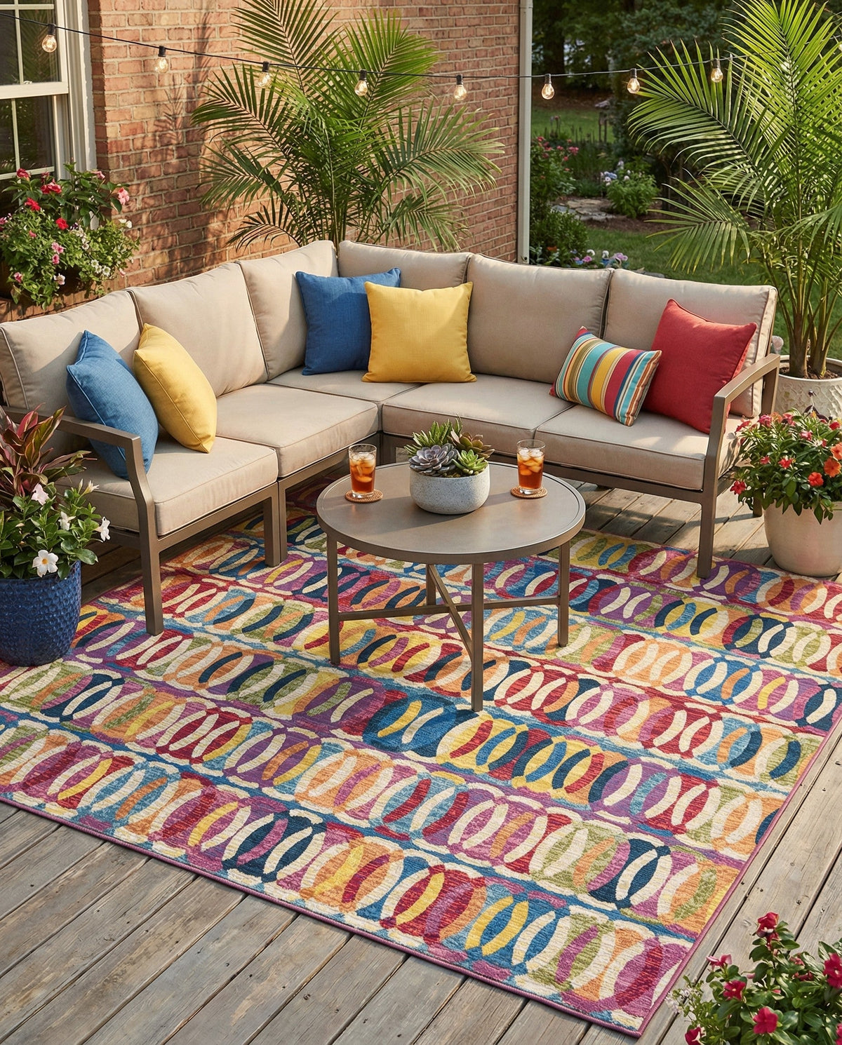 Urban Terrace Collection Area Rug -  Boardwalk Square Multi  lifestyle 82