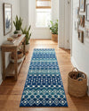 Mediterranean Lattice Collection Area Rug - Santorini (Navy and Teal) Runner Navy and Teal  lifestyle 39