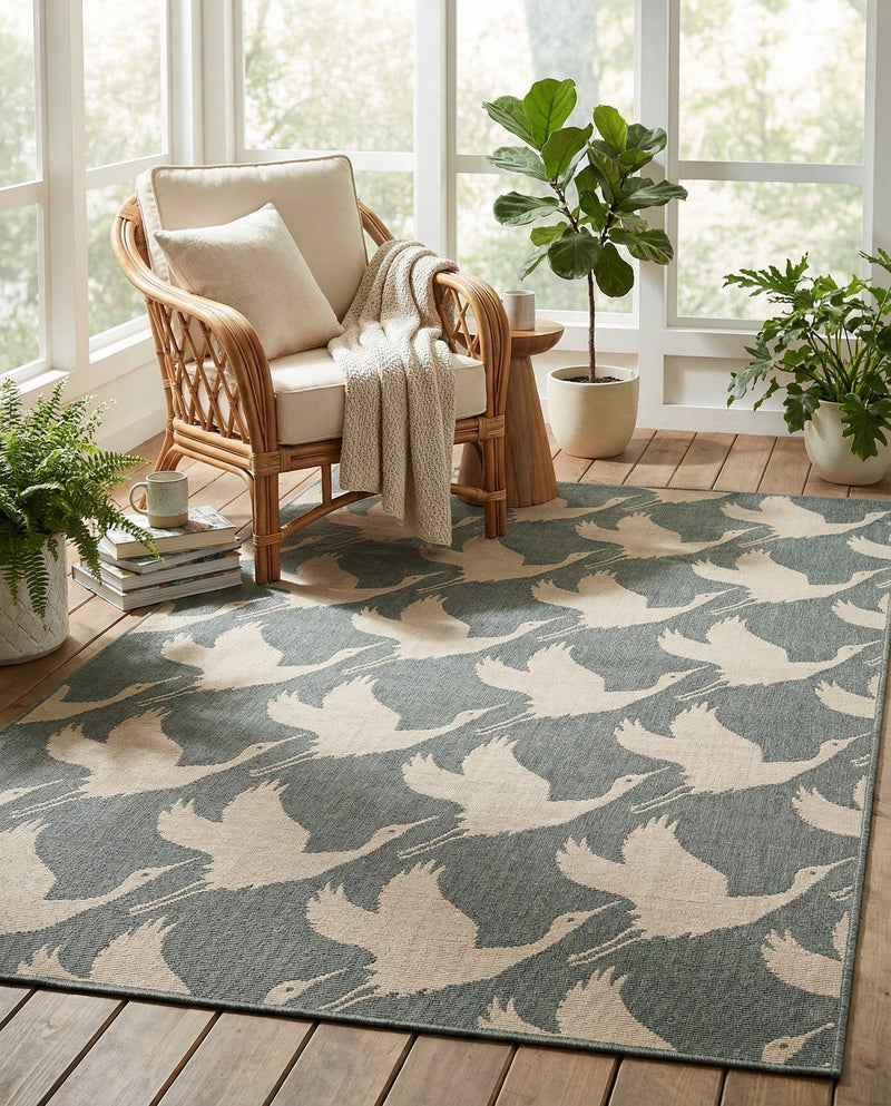 Seaside Haven Rugs Collection Area Rug -  Pelican Rectangle Stone Blue  lifestyle 5