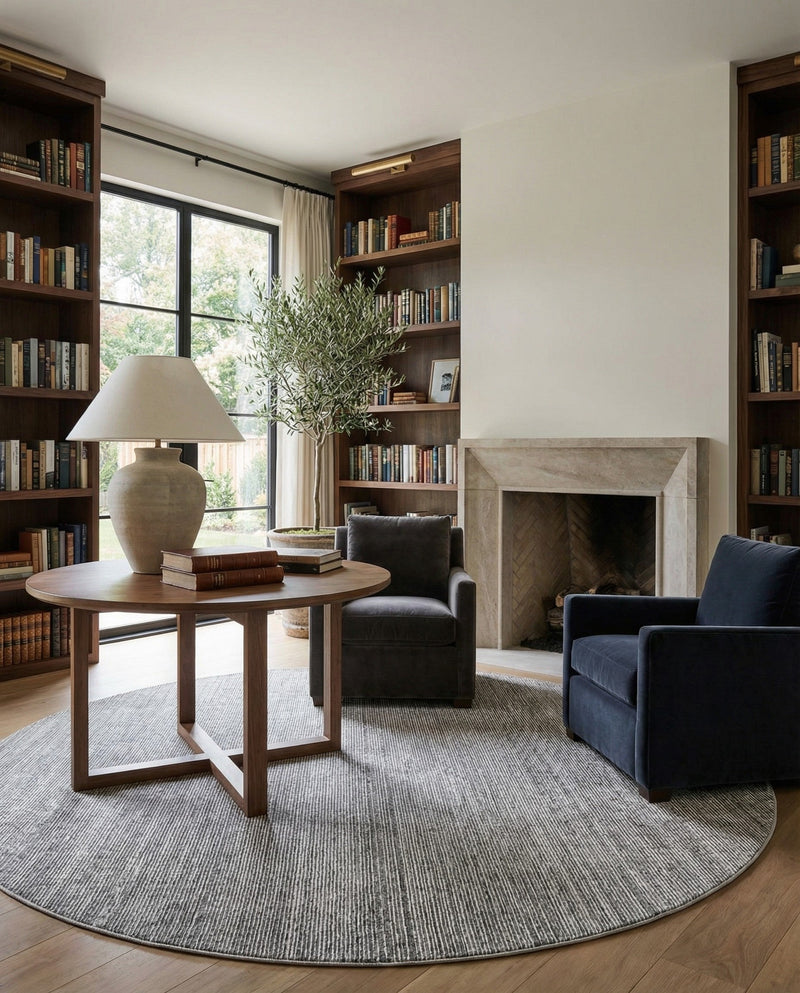 Bloomsbury Elegance Collection Area Rug -  Kensington (Gray) Round Gray  lifestyle 79