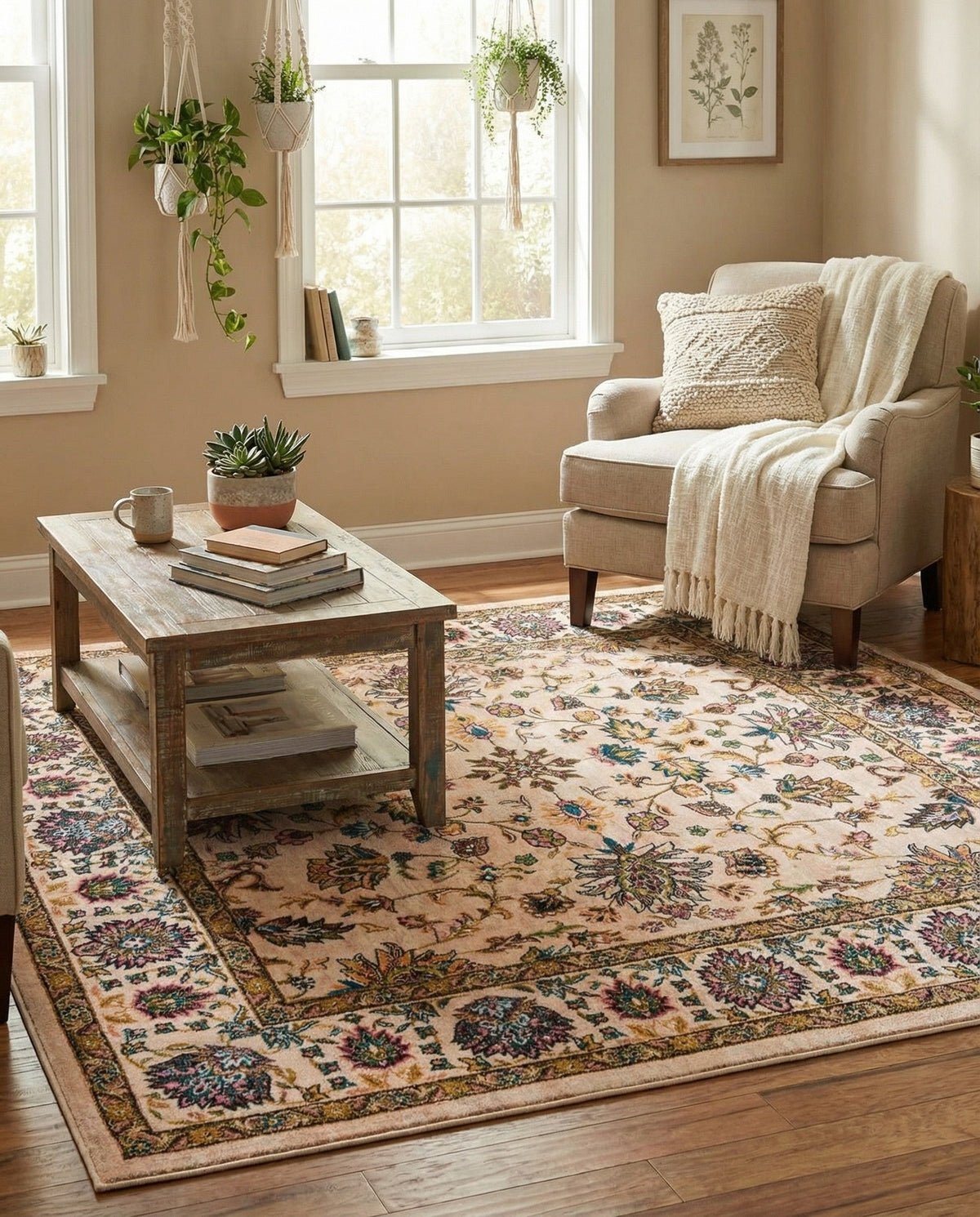 Casablanca Tapestry Collection Area Rug -  Marrakech (Ivory) Square Ivory  lifestyle 23