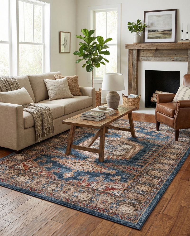Eden Oasis Collection Area Rug -  Refuge (Blue) Rectangle Blue  lifestyle 13
