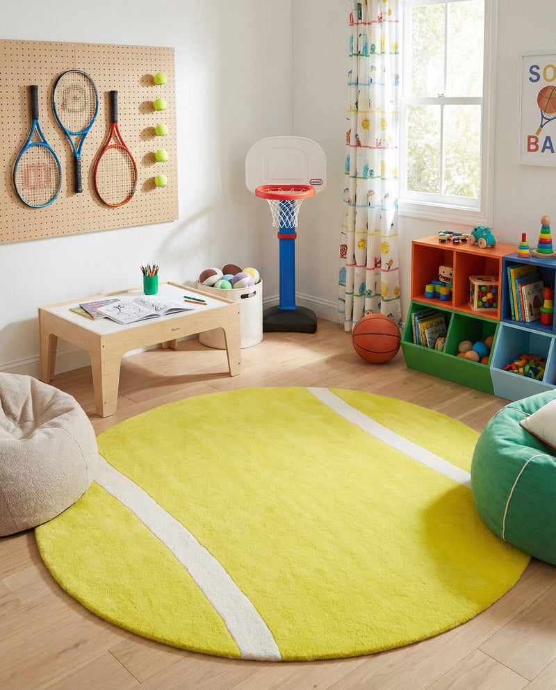 Whimsy Wonders Wool Collection Area Rug -  Tundra Round Yellow  lifestyle 4