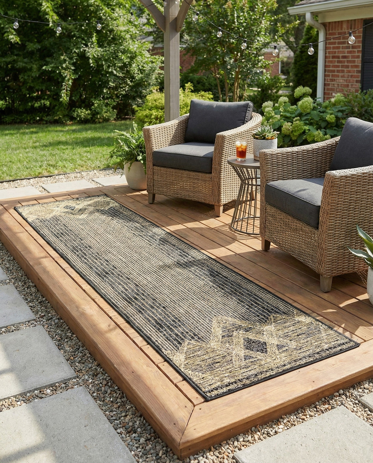 Urban Terrace Collection Area Rug -  Loft Runner Charcoal  lifestyle 38