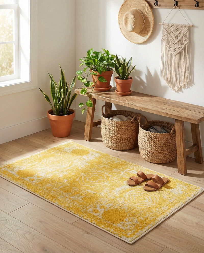 Dover Terrace Collection Area Rug -  Lagoon (Yellow) Rectangle Yellow  lifestyle 8