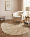 Hollywood Luxe Collection Area Rug -  Beverly (White Gold) Oval White Gold  lifestyle 61