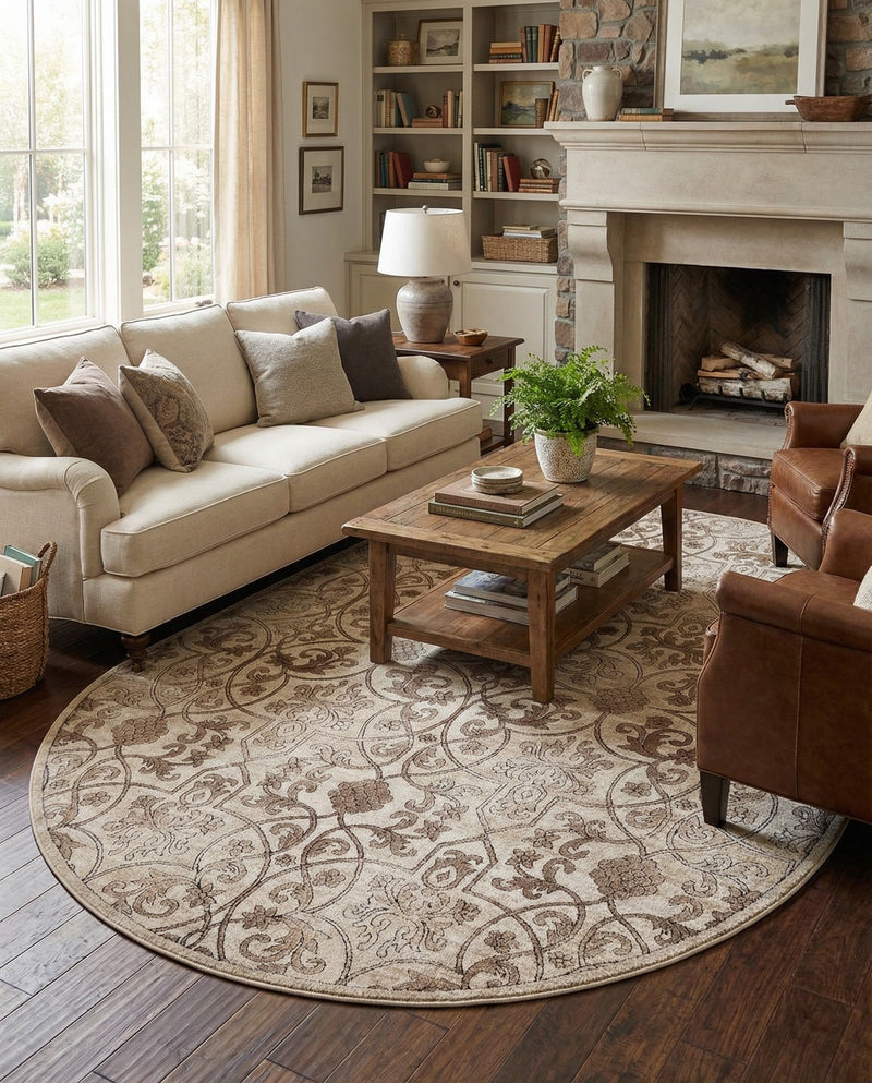 Andes Summit Collection Area Rug -  Merida Oval Dark Beige  lifestyle 78