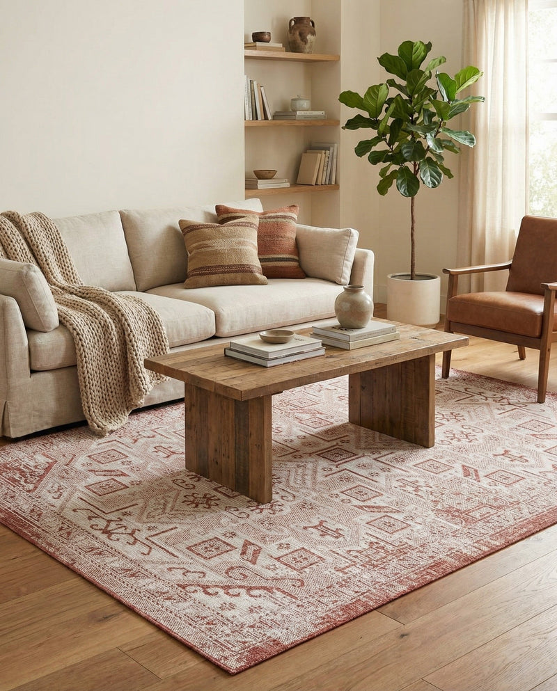 Tribal Terrace Treasures Collection Area Rug - Mayan Marina (Rust Red) Rectangle Rust Red  lifestyle 30