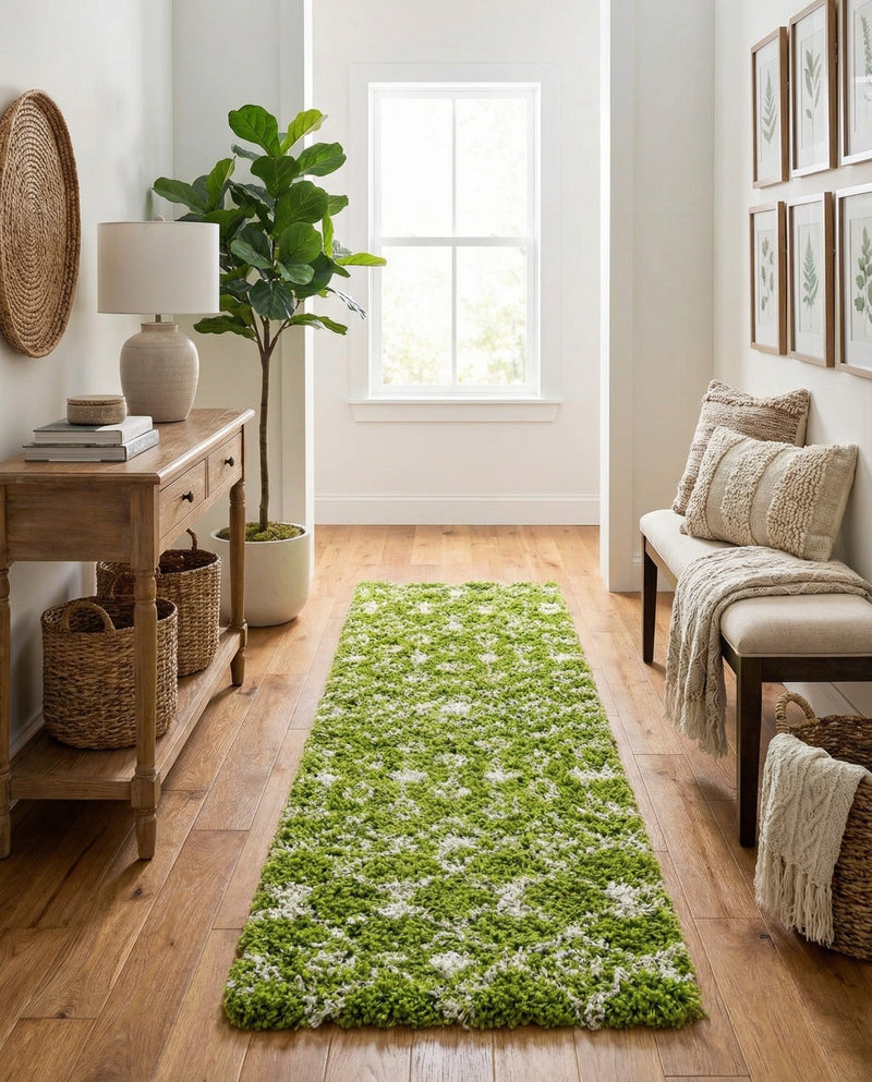 Berber Lattice Shag Collection Area Rug - Atlas (Green) Runner Green  lifestyle 36