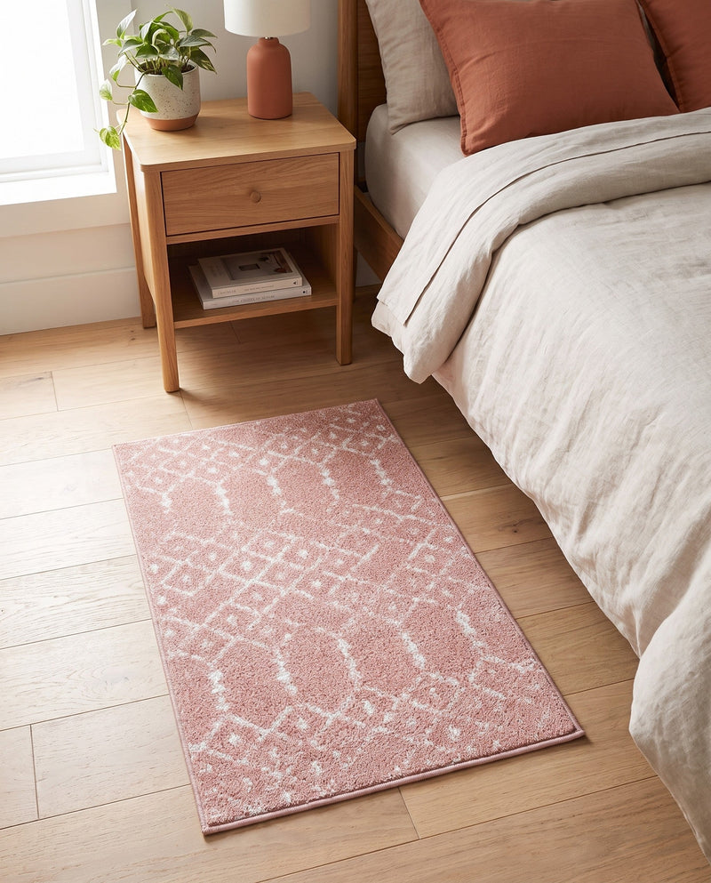 Marrakesh Lattice Collection Area Rug - Casablanca (Rose Pink) Rectangle Rose Pink  lifestyle 25