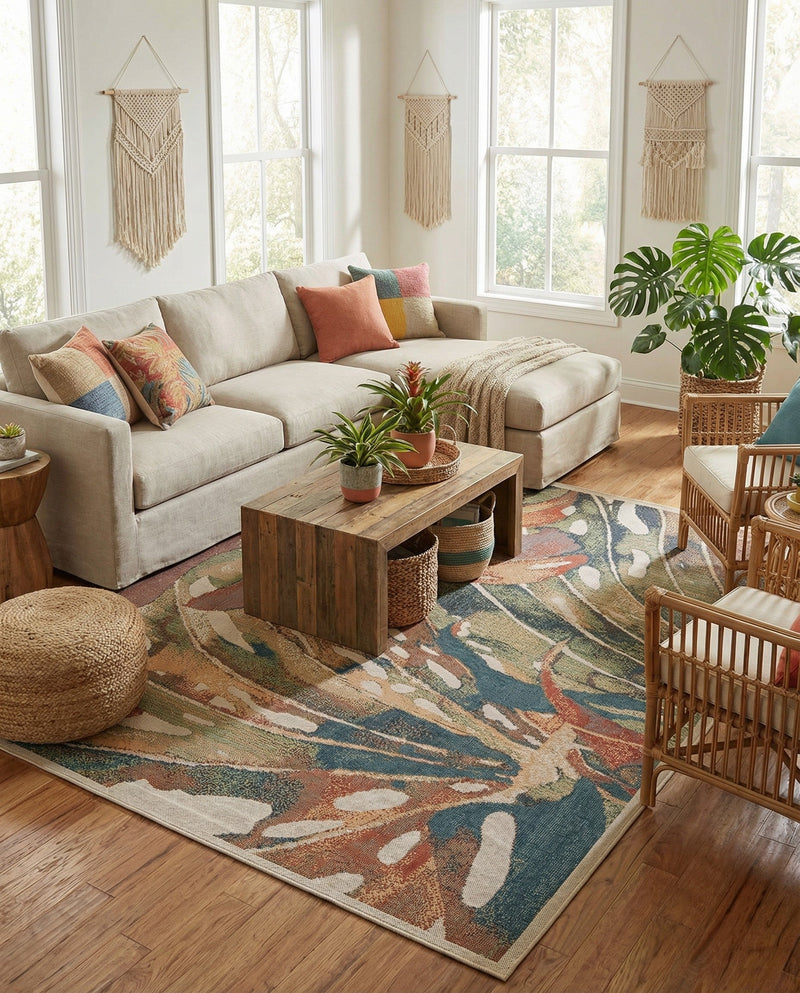 Coastal Terrace Collection Area Rug -  Wavecrest Rectangle Multi  lifestyle 7