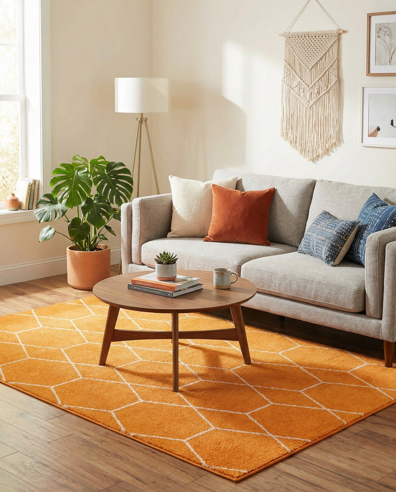 Trellis Mosaic Collection Area Rug - Arborville (Orange) Rectangle Orange  lifestyle 4