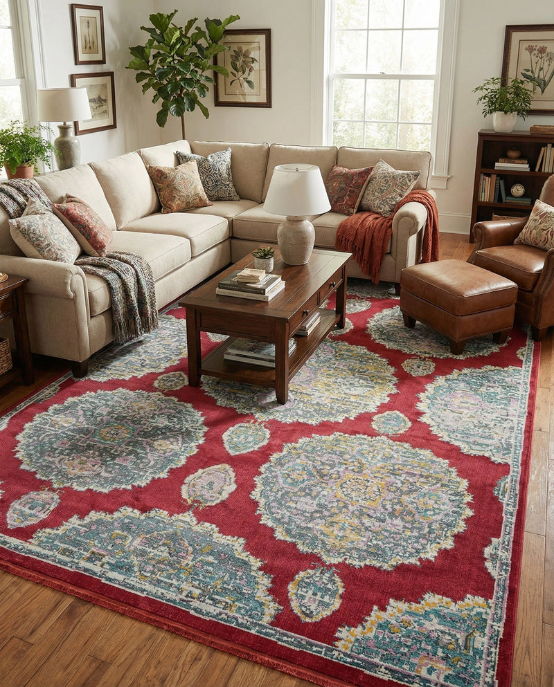 Arcadia Rugs Collection Area Rug -  Atlantis (Red) Rectangle Red  lifestyle 3