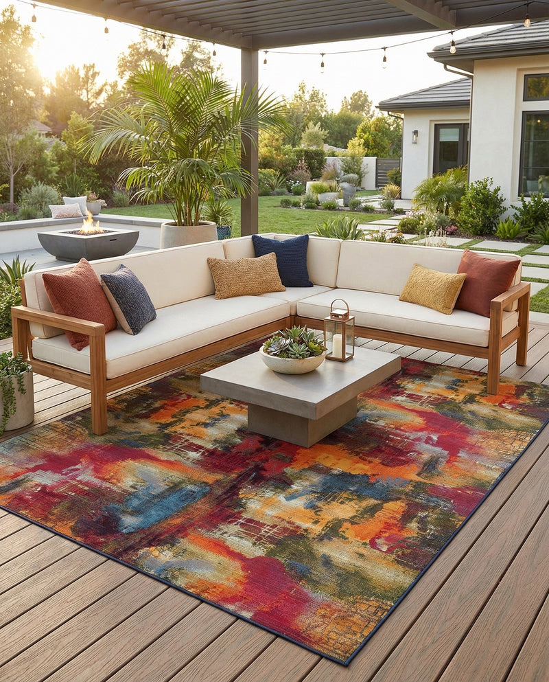 Urban Terrace Collection Area Rug -  Atrium Rectangle Multi  lifestyle 21