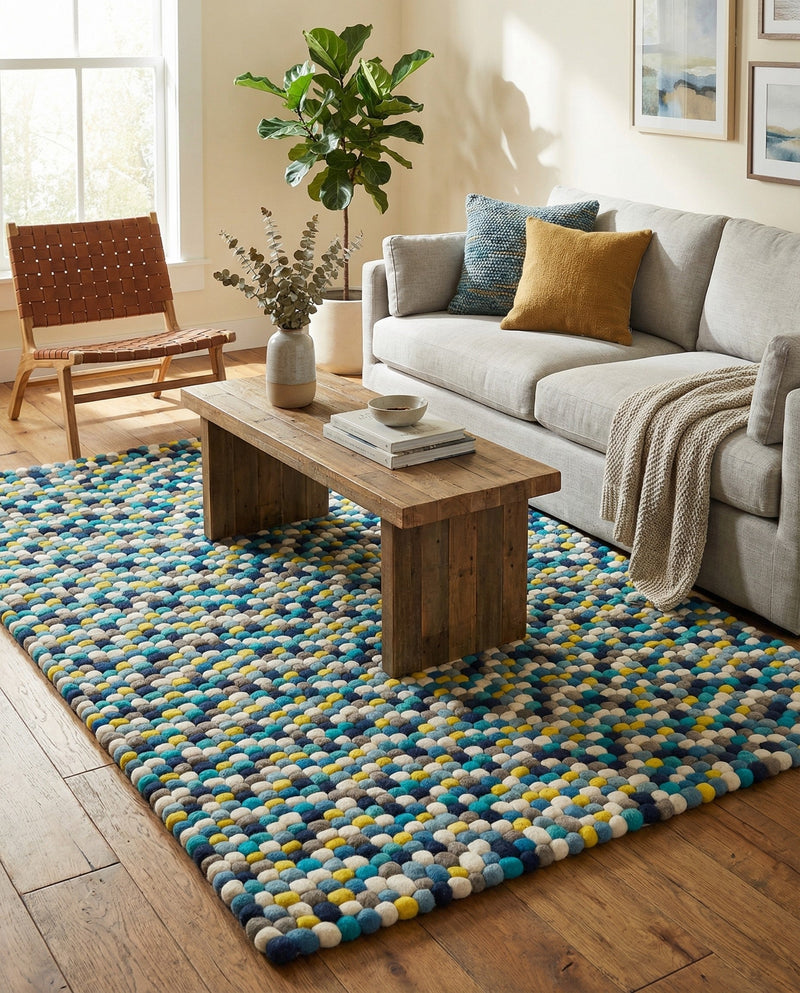 Woolen Sphere Collection Area Rug - Orbsburg (Blue) Rectangle Blue  lifestyle 7
