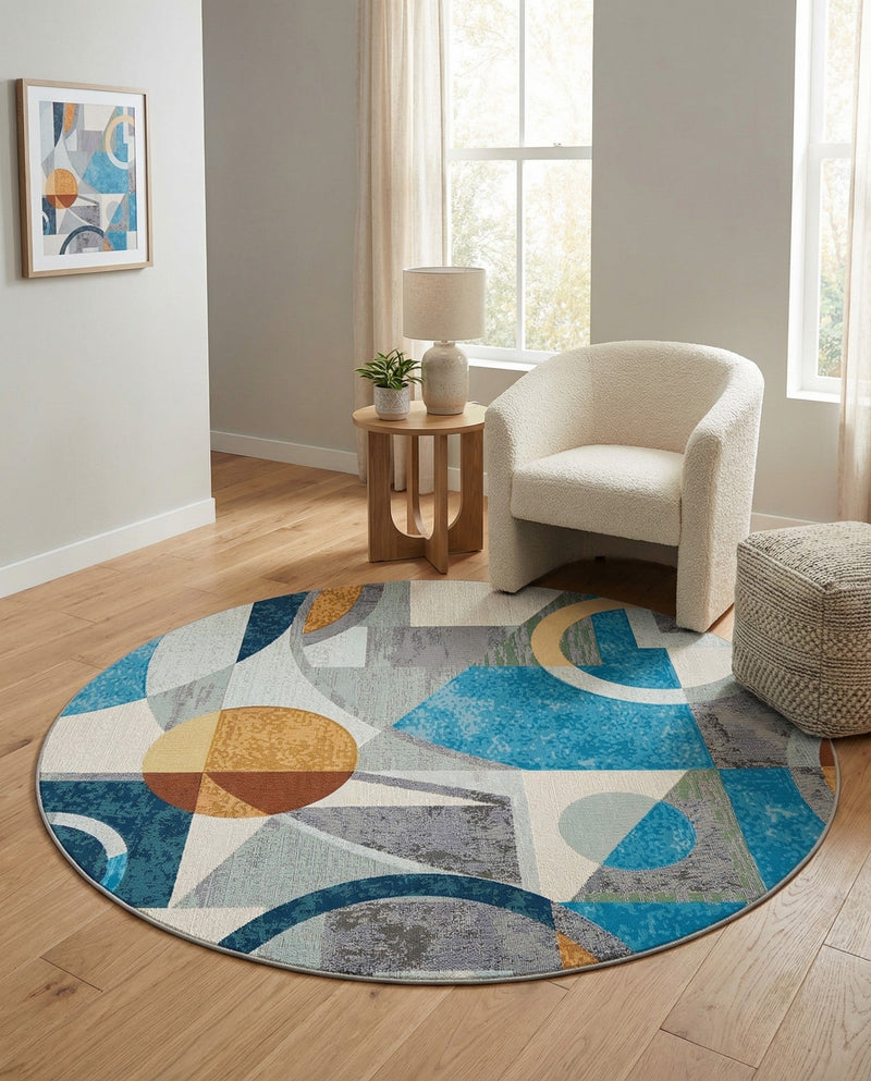 Urban Terrace Collection Area Rug -  Loggia Round Multi  lifestyle 63