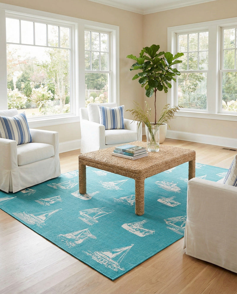 Seaside Haven Rugs Collection Area Rug -  Beachcomber Rectangle Teal  lifestyle 16