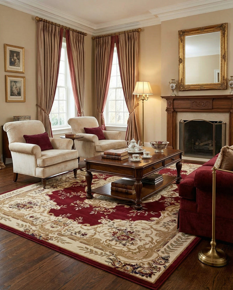 Versailles Elegance Collection Area Rug -  Vincennes Rectangle Red  lifestyle 13