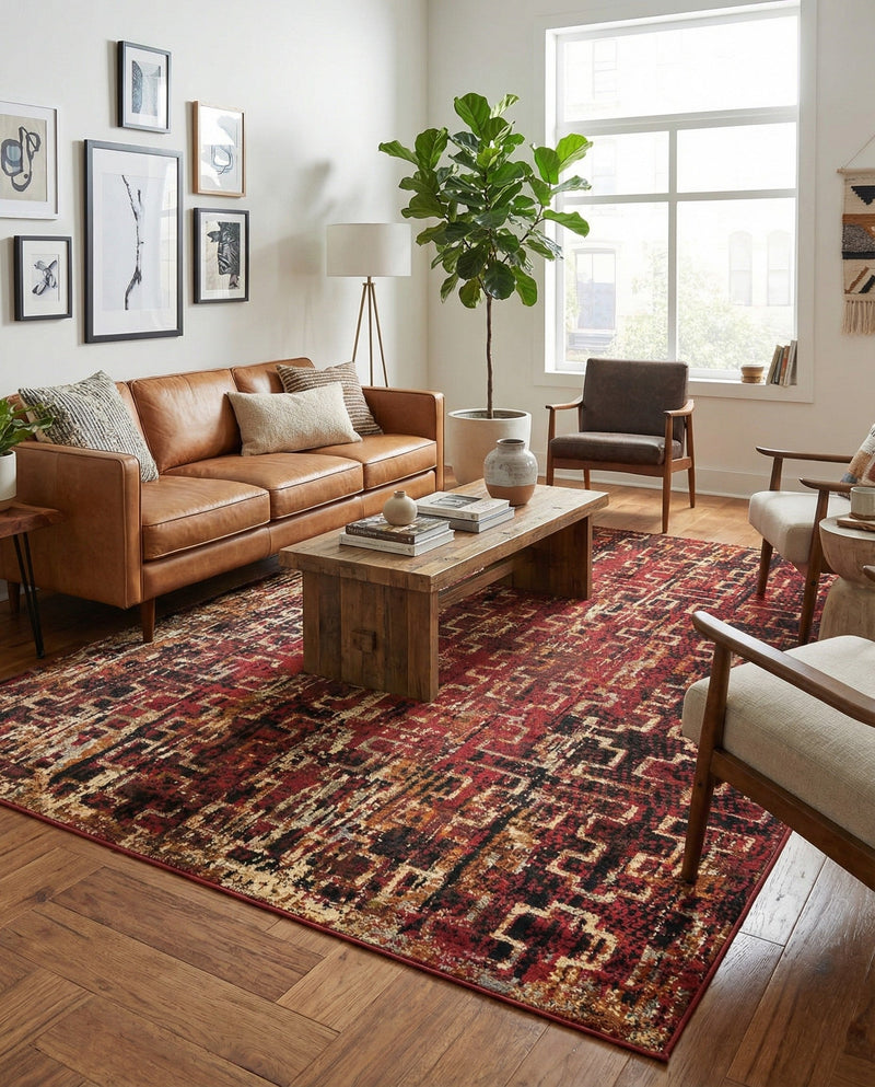 Neptune Elegance Collection Area Rug -  Proteus Rectangle Burgundy  lifestyle 23