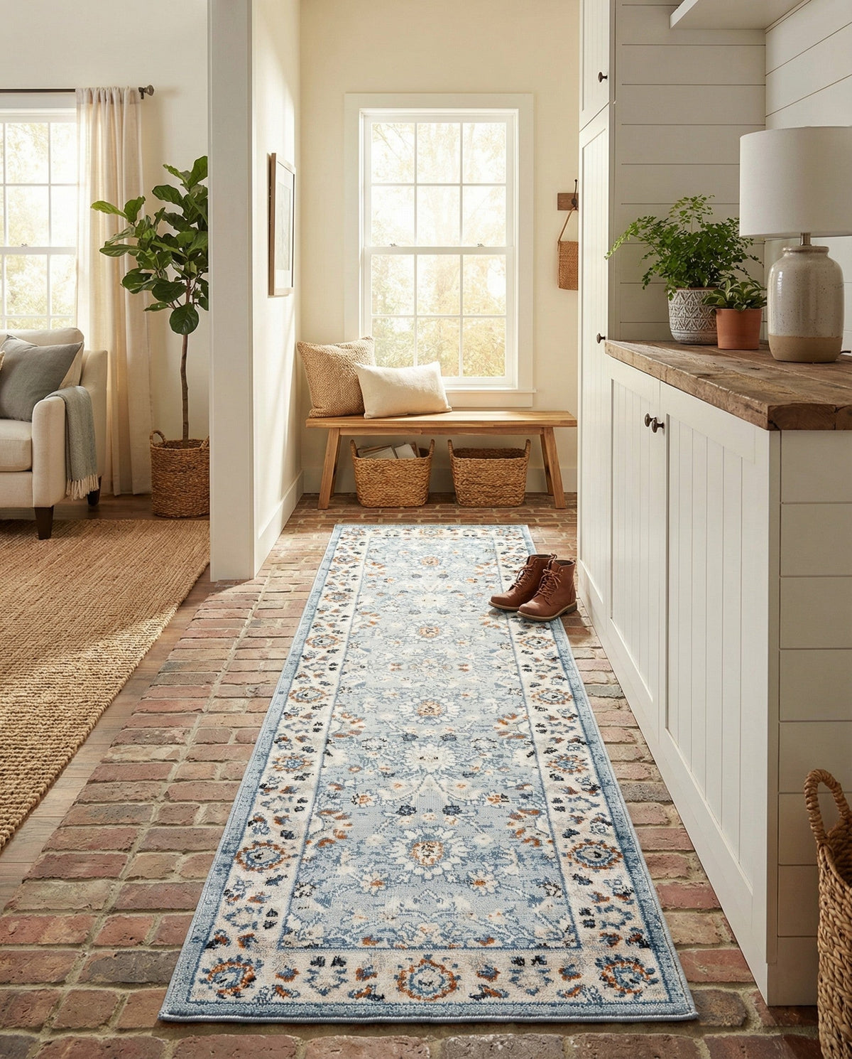Savannah Elegance Collection Area Rug - Augusta (Aqua Blue) Runner Aqua Blue  lifestyle 88