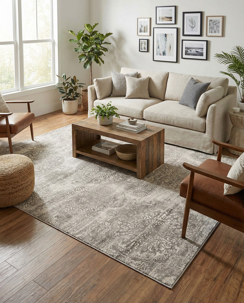Riviera Elegance Collection Area Rug -  Monaco (Light Gray) Rectangle Light Gray  lifestyle 17