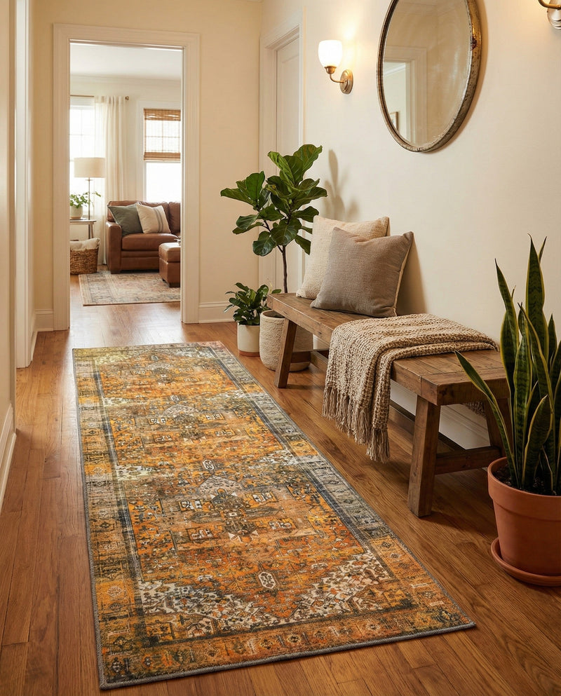 Heritage Elegance Collection Area Rug -  Windsor (Yellow) Runner Yellow  lifestyle 29