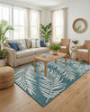 Seaside Blooms Collection Area Rug - Verdure (Teal) Rectangle Teal  lifestyle 27