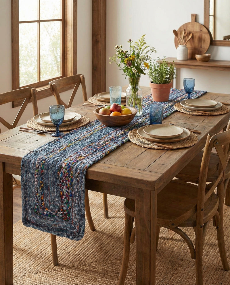 Woven Udaipur Collection Area Rug - Sahara Table Runner Blue and Multi  lifestyle 66