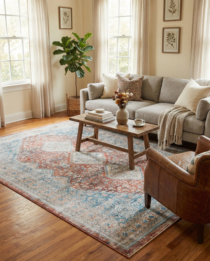 Coastal Haven Collection Area Rug -  Harborview Rectangle Red  lifestyle 39