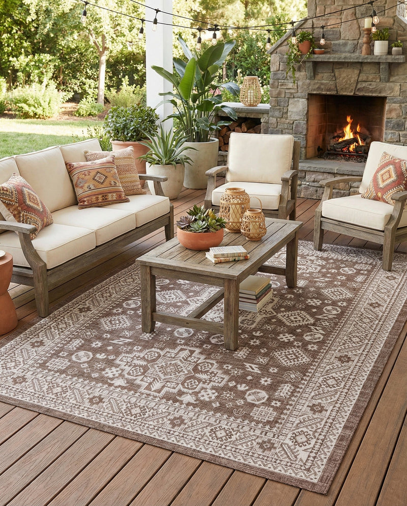 Tribal Terrace Treasures Collection Area Rug -  Incan Isle (Brown) Rectangle Brown  lifestyle 19