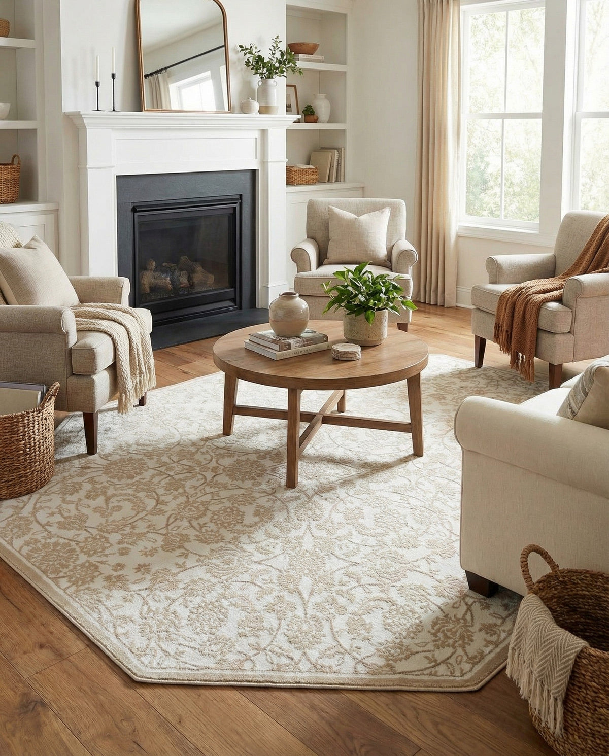 Andes Summit Collection Area Rug -  Chimborazo Octagon Snow White  lifestyle 117