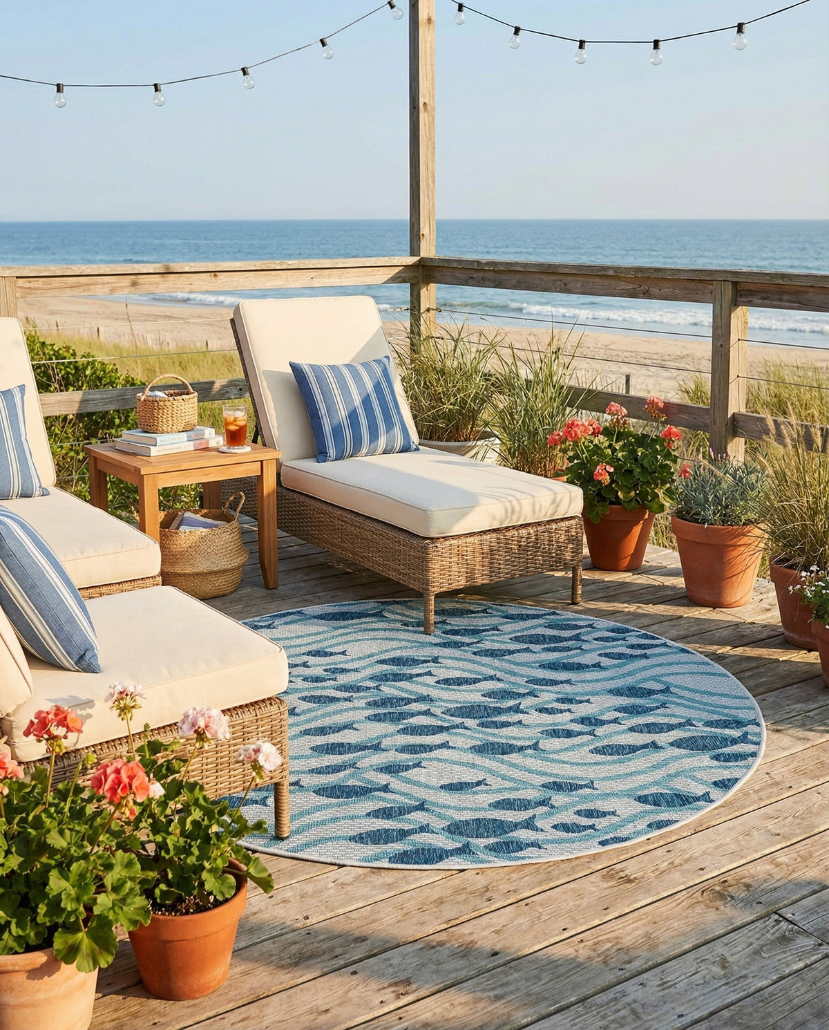 Seaside Haven Rugs Collection Area Rug -  Harbor Round Blue  lifestyle 85