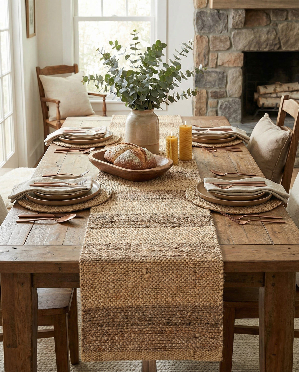 Woven Seaside Jute Collection Area Rug - Nantucket Table Runner Natural Ivory  lifestyle 77