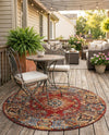 Patio Heritage Collection Area Rug -  Terrace Round Antique Red  lifestyle 77