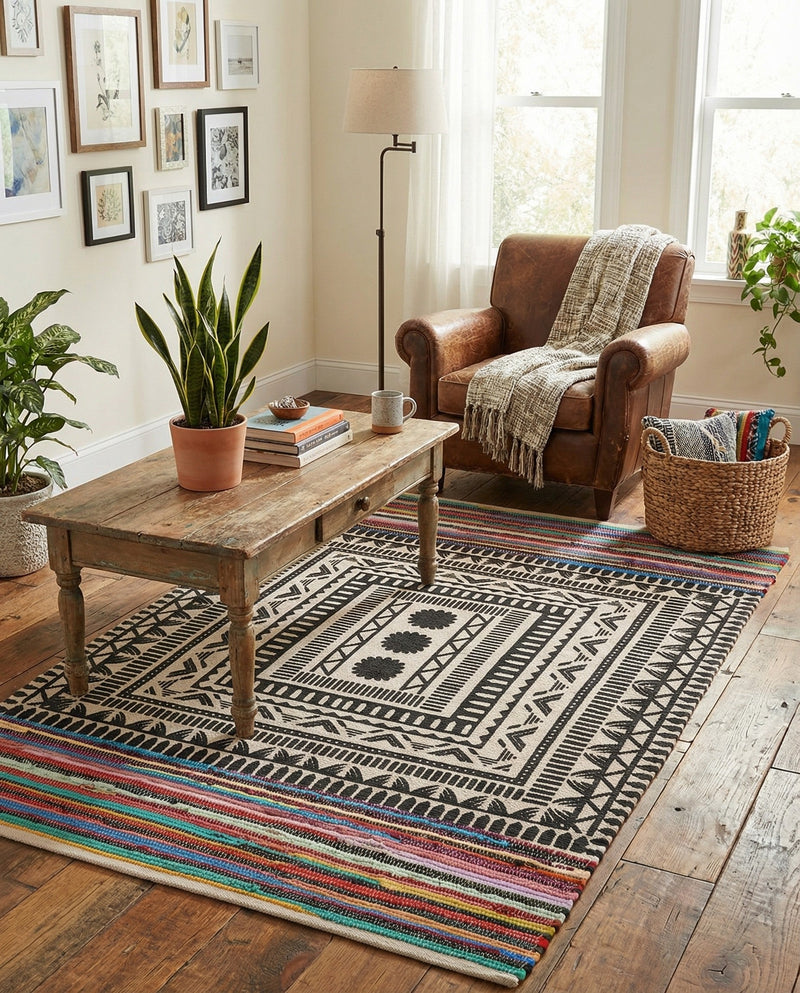 Thar Cotton Collection Area Rug -  Kovalam Rectangle Multi  lifestyle 13