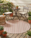 Seaside Stripes Collection Area Rug -  Boardwalk (Red) Round Red  lifestyle 29