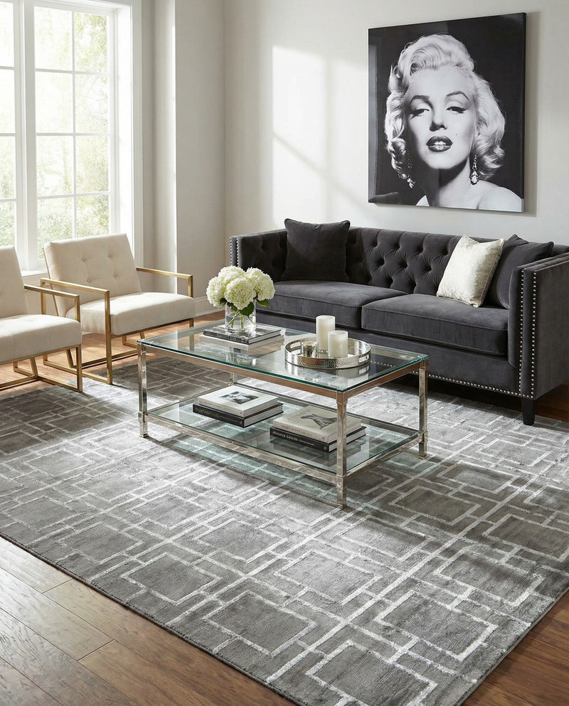 Hollywood Luxe Collection Area Rug -  Beverly (Gray Silver) Rectangle Gray Silver  lifestyle 9