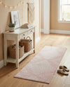 Seychelles Stripes Collection Area Rug - Mahe (Pink) Runner Pink  lifestyle 50