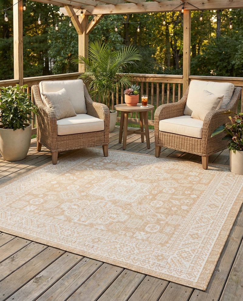 Tribal Terrace Treasures Collection Area Rug -  Incan Isle (Natural) Square Natural  lifestyle 38
